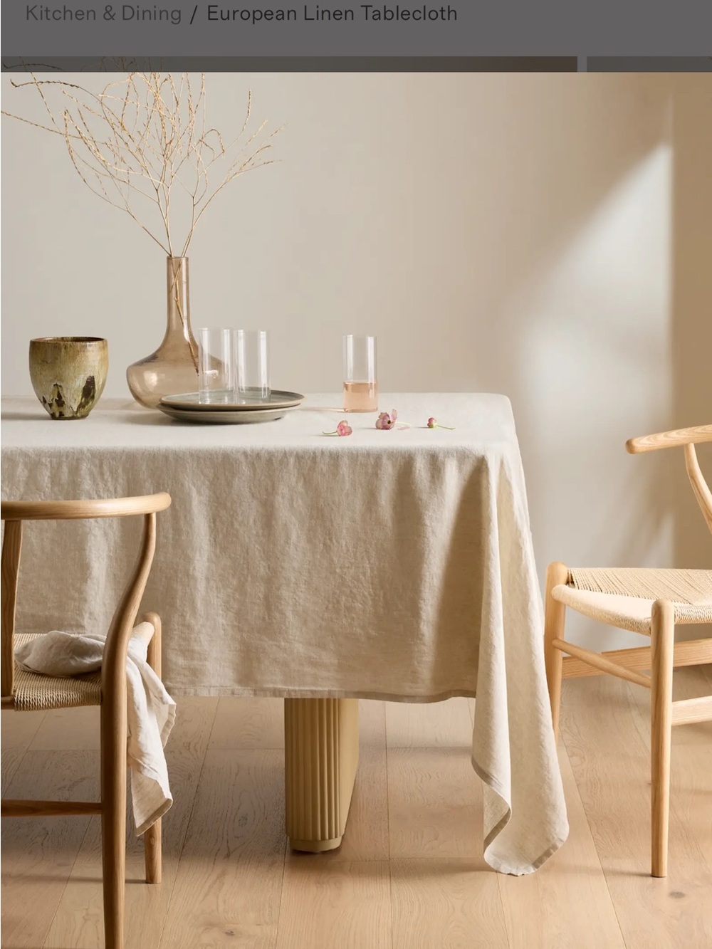 Quince Natural Flax European 100% Linen Tablecloth